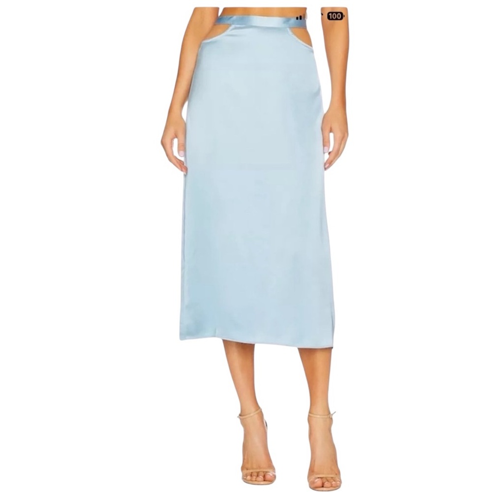 NWT We Wore What‎ Women’s Satin Charmeuse Cut Out Midi Skirt Spring Summer